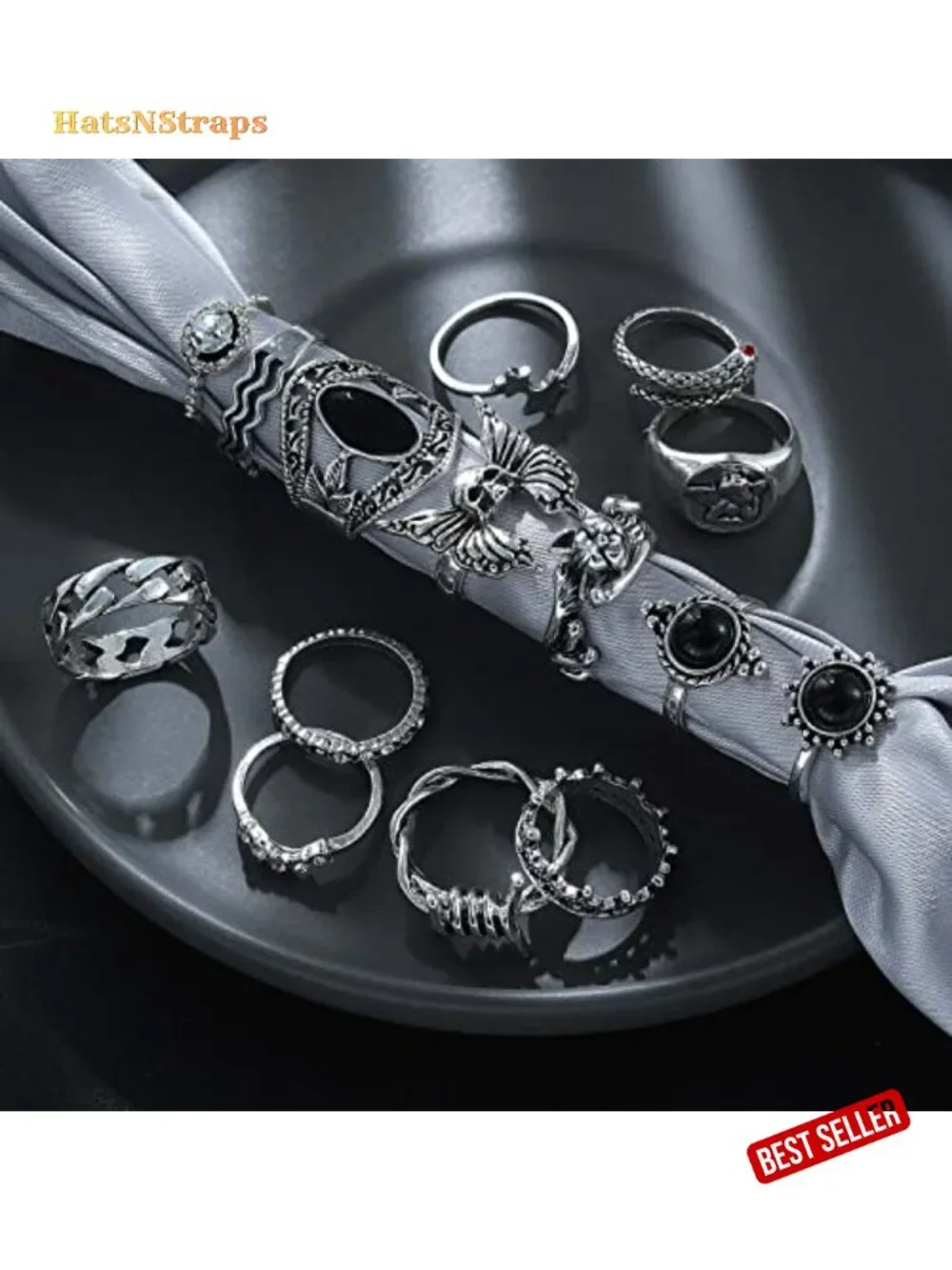 26 Pcs Vintage Gothic Ring Set for Women Men, Snake Crystal Stacking Rings